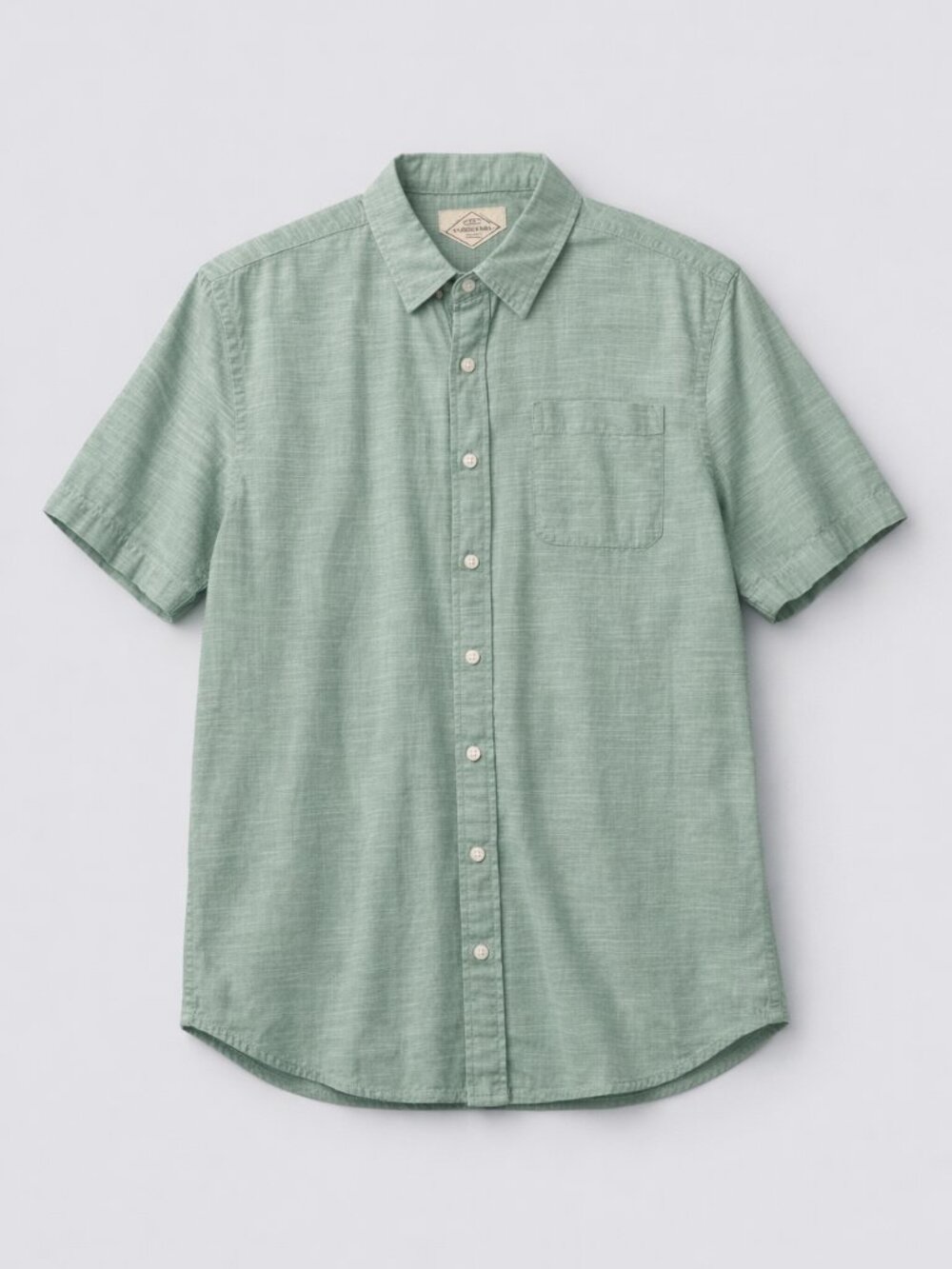 St John's Bay Classic Fit Button-Up Shirt Cotton Light Green Medium Short Sleeve
